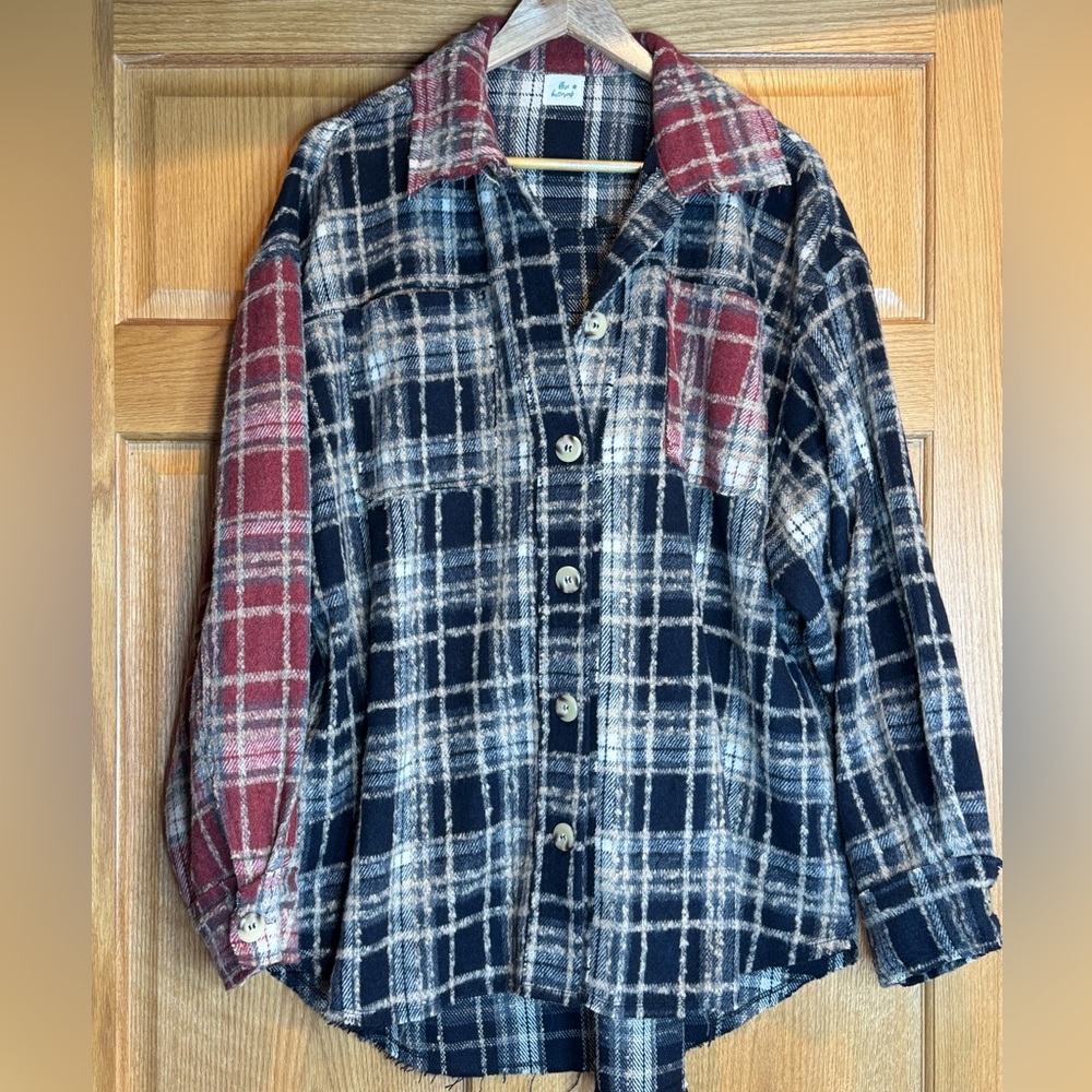 NWOT BLUE BUTTERCUP Two-Toned Plaid Jacket